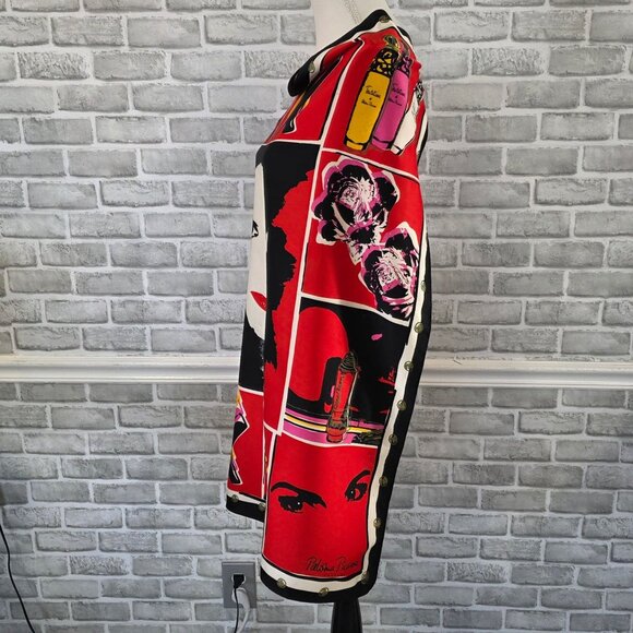 Vintage Paloma Picasso Parfums Silk Scarf Pop Art Abstract 80s Red Black Retro - Picture 4 of 9